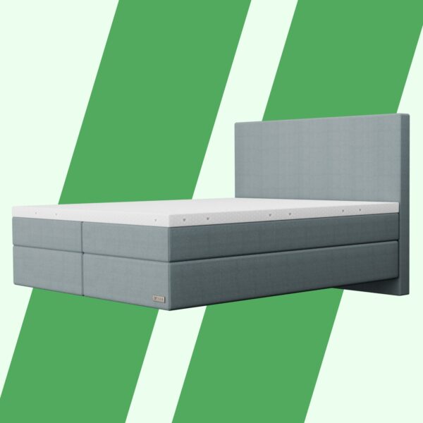 YAK Boxspringbett Max 160x200cm - Eisblau - Kopfteil: Amsterdam - H2/H3