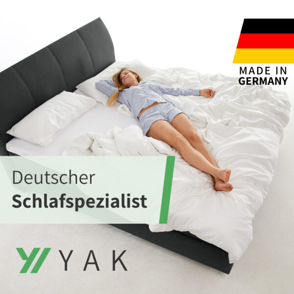 YAK Boxspringbett Max 180x200cm - Hellgrau - Kopfteil: London - H2/H3 – Bild 3